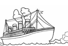 Malbuch Dampfschiff Titanic zum Ausdrucken für Kinder und online
