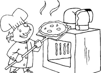 kolorowanka pieczenie pizzy w piecu do druku dla dzieci