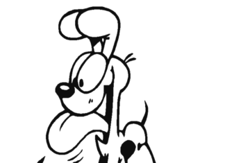 For kids - coloring page Odie the dog from the cartoon to print