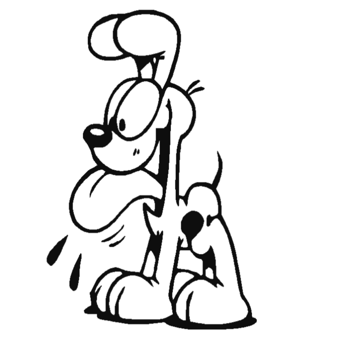 Para niños - libro para colorear Odie el perro de los dibujos animados para imprimir