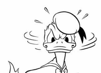 colorazione personaggio dei cartoni animati Disney da stampare donald duck e amici