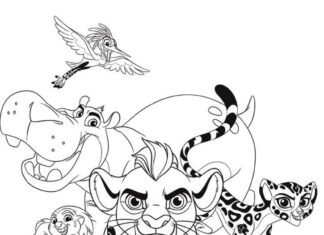 Página para colorear de los personajes de El Rey León para niños para imprimir y en línea