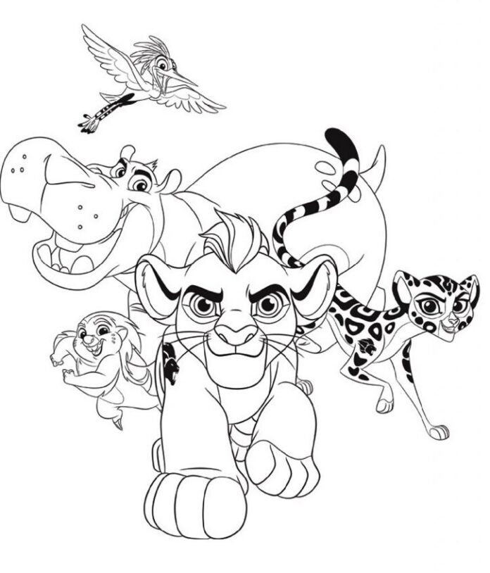Postavy z knihy Leví kráľ na vyfarbenie pre deti na vytlačenie a online