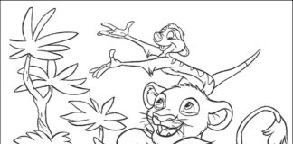 Childhood friends coloring page for children lion king