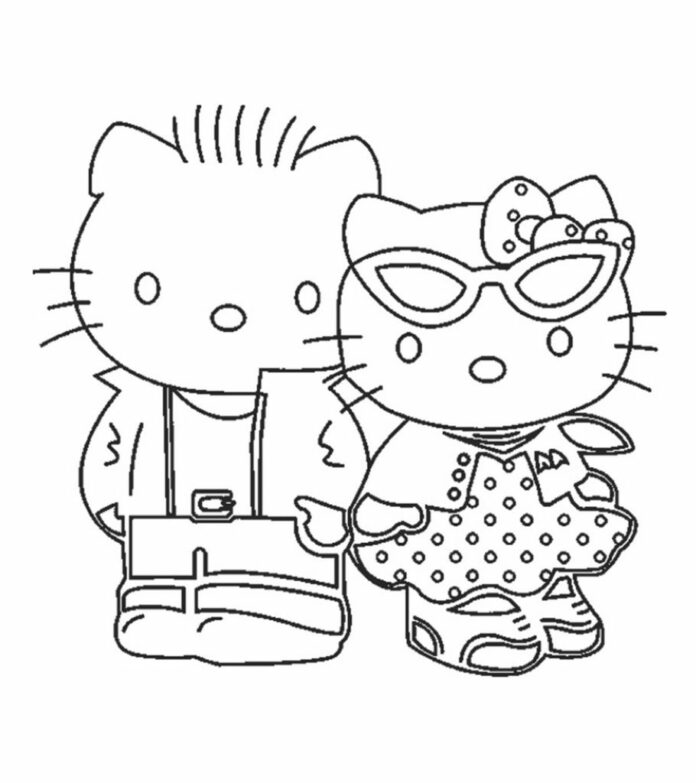coloring page hello kitty parents george and mary