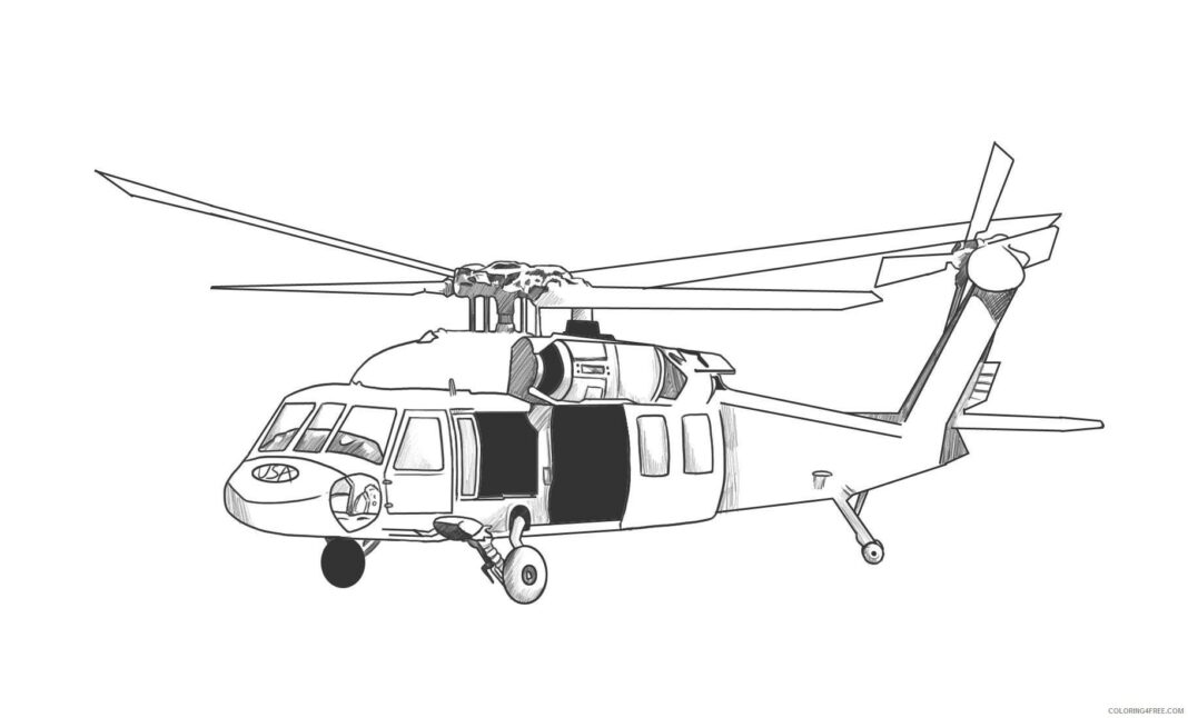 Dla chłopców - kolorowanka sikorsky balck hawk helikopter do druku online śmigłowiec
