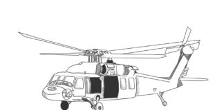 Dla chłopców - kolorowanka sikorsky balck hawk helikopter do druku online śmigłowiec