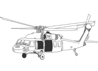 Für Jungen - Malbuch sikorsky balck hawk Hubschrauber online ausdrucken Hubschrauber