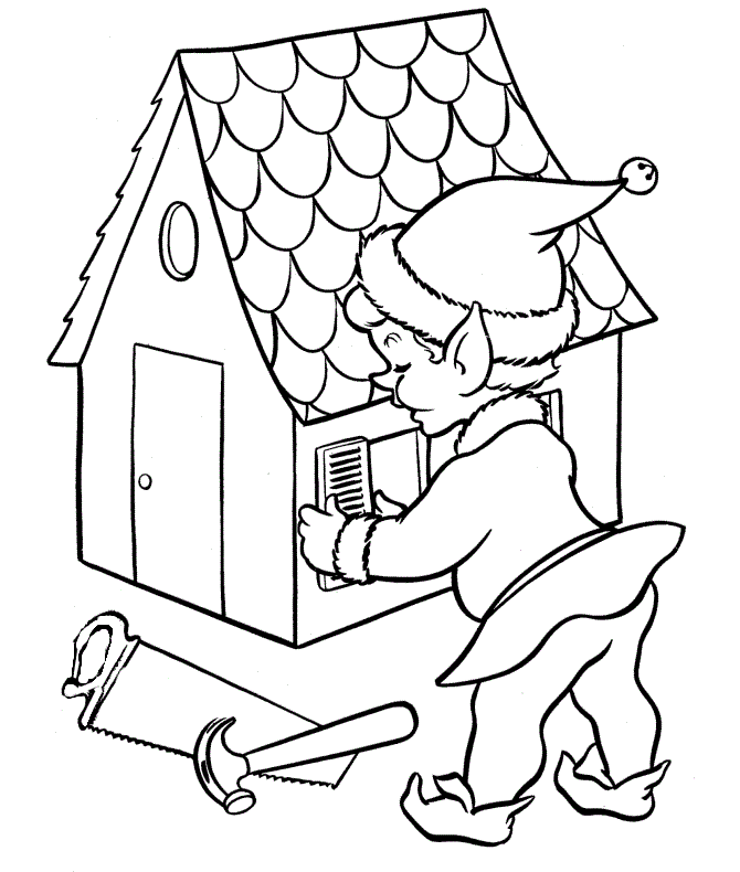 Dla chłopców - kolorowanka skrzat naprawia domek do druku online
