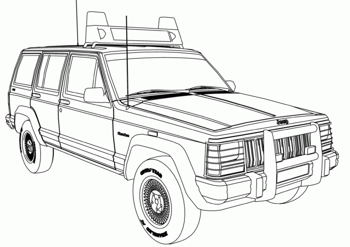 Jeep - coloring book old off road car printable for kids