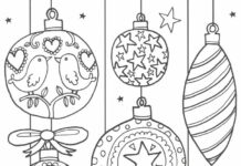 pagina da colorare baubles di Natale per i bambini
