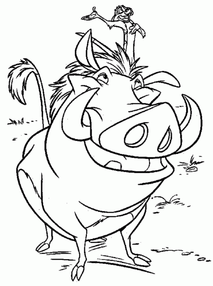 Timon och Pumbaa - en målarbok för barn att skriva ut Lejonkungen
