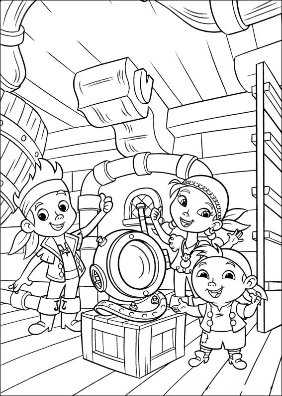 coloring page three friends from the fairy tale jakie and the pirates of neibland