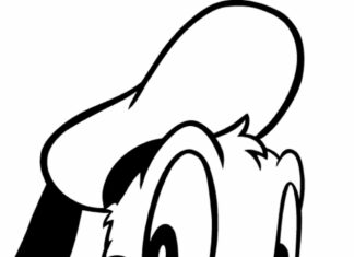farvelægning af Disney Donald Duck ansigt i børnehat