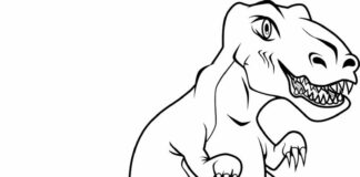 Tyrannosaurus färgbok för barn som kan skrivas ut