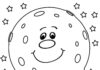 Coloring book smiling moon planet printable online for kids