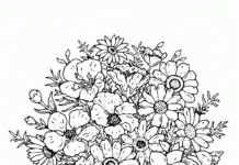 Färbevase mit Blumen zum Ausdrucken