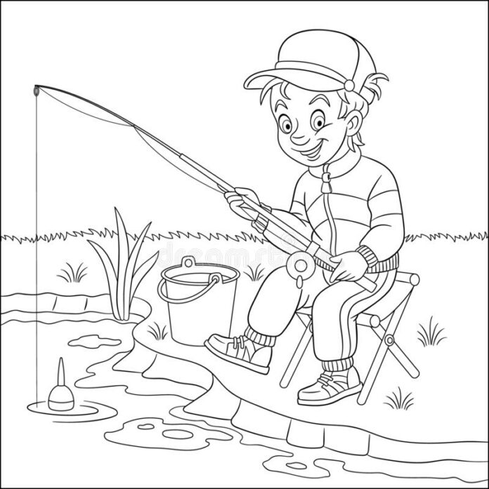 coloring book fishing printable for kids