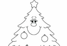 Färbung Spaß Weihnachtsbaum mit Geschenken für Kinder