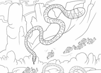 子供のためのオンライン印刷可能な塗り絵の海のヘビ