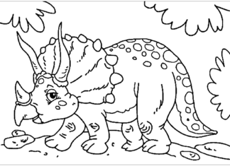 coloring page with triceratops dinosaur