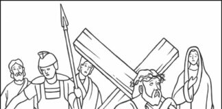 Jesus Crucifixo - Estações do livro de colorir a Cruz para imprimir online