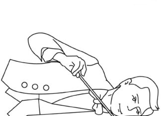 coloring page with orchestra conductor
