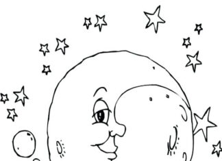 Malbuch mit Mond zum Ausdrucken für Kinder