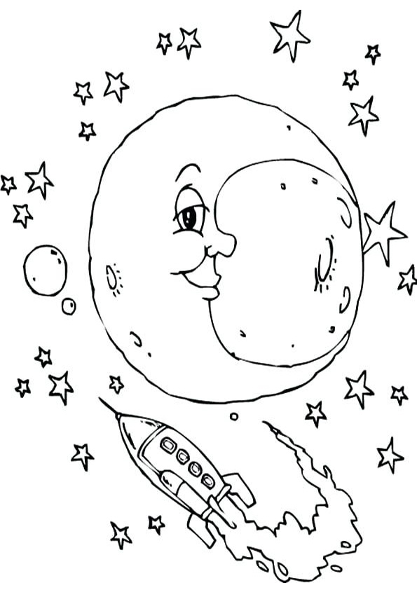 kolorowanka z księżycem do druku dla dzieci