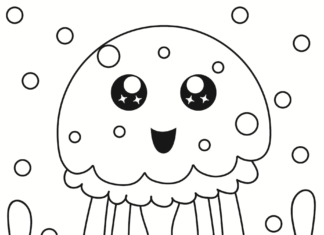 Wesoła - kolorowanka z meduzą do druku dla dzieci