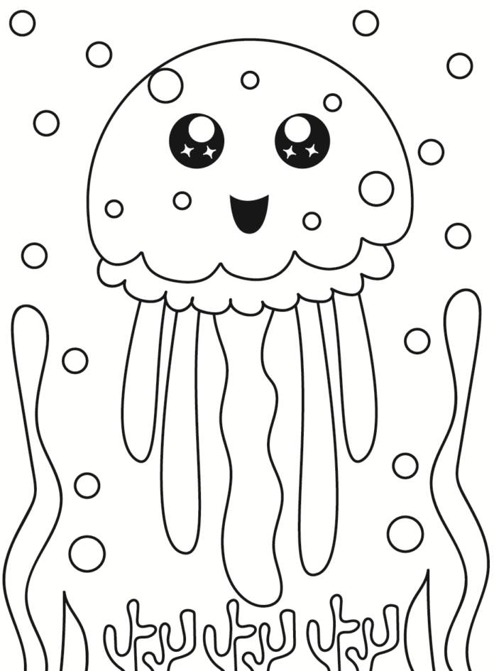 Wesoła - kolorowanka z meduzą do druku dla dzieci