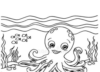 Octopus tulostettava värityskirja lapsille ja verkossa