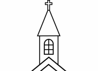 church on the hill coloring book to print