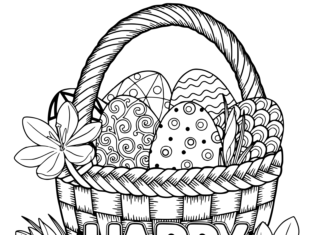 Libro da colorare del cestino delle uova di Pasqua