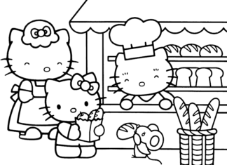 gatos no livro de colorir imprimível na padaria e on-line