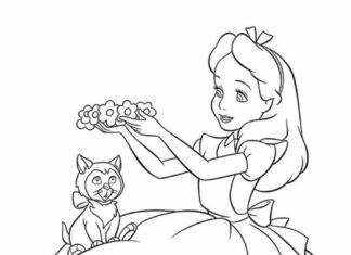 księżniczka z kotkiem kolorowanka do druku