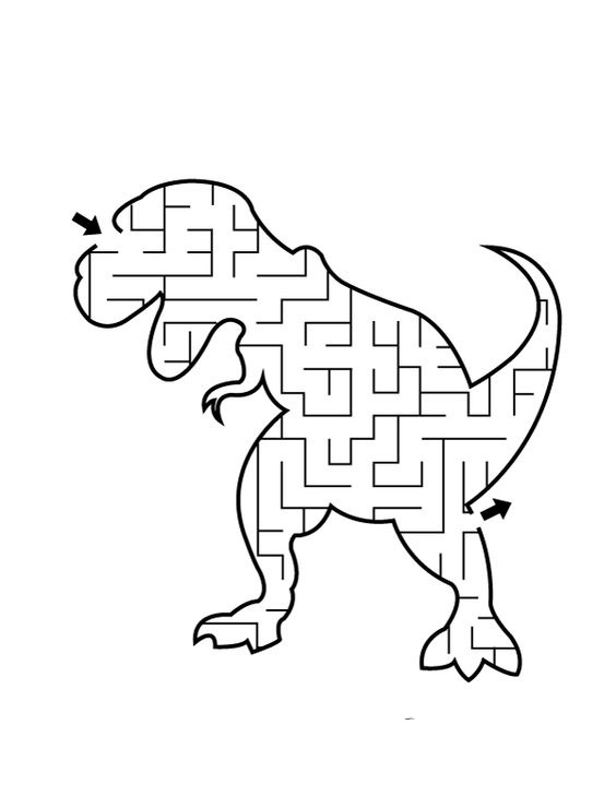 labirinto para crianças dinossauros imprimíveis