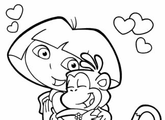 bute monkey and dora coloring book online