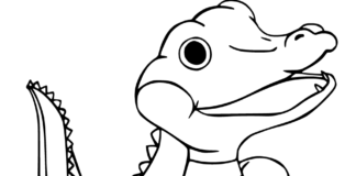 Für Kinder ein kleines Reptil zum Ausmalen mit Alligator zum Ausdrucken