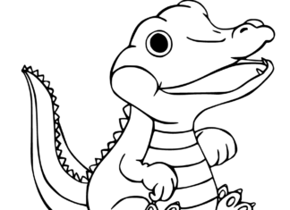 Per i bambini un piccolo rettile da colorare con alligatore da stampare