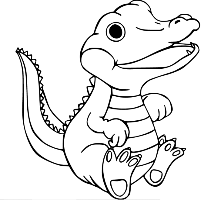 Para los niños un pequeño reptil para colorear con caimán para imprimir