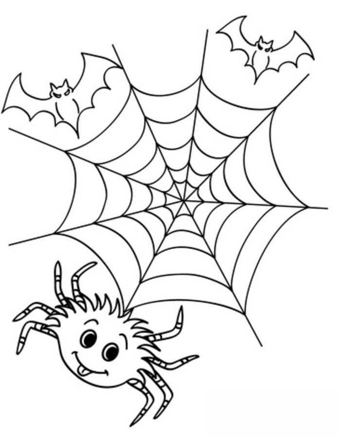 edderkop med net til halloween malebog for børn