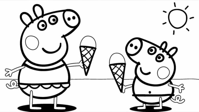 peppa on ice cream 塗り絵オンライン