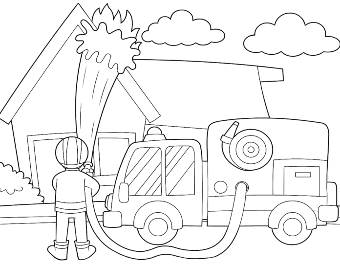 fire engine in action coloring book online