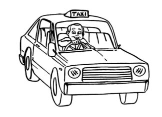 livre à colorier sur le métier de chauffeur de taxi à imprimer