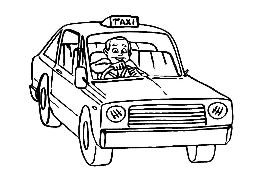 cab driver job coloring book to print