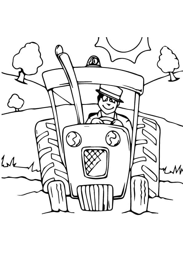working in the field on a tractor