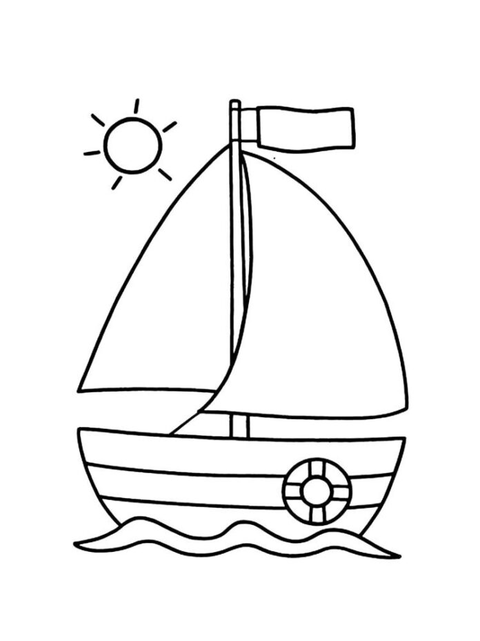 ritning av en segelbåt målarbok att skriva ut