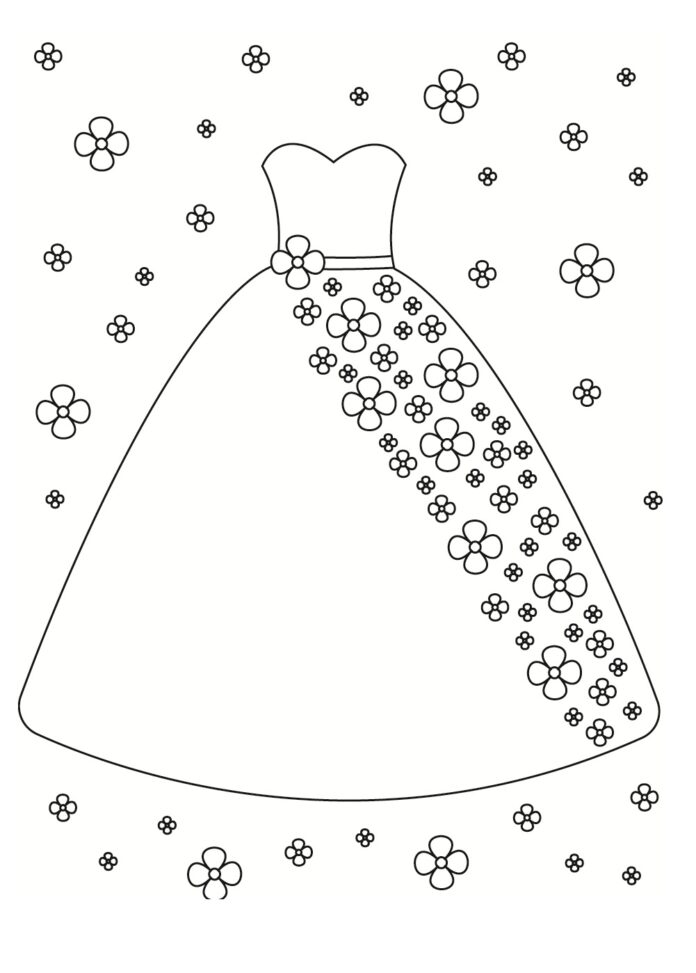 Färgbok om brudens klänning på nätet