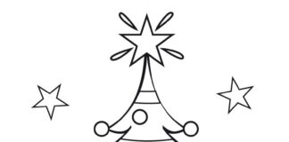 Christmas tree with baubles coloring book